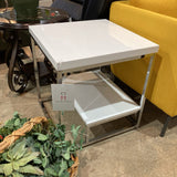 Chrome Frame Lacquer Finish 2-Tier SIDE TABLE White 22Wx24H