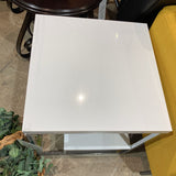 Chrome Frame Lacquer Finish 2-Tier SIDE TABLE White 22Wx24H