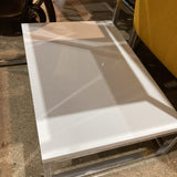 Chrome Frame Lacquer Finish 2-Tier SIDE TABLE White 22Wx24H