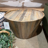 Coastal Distressed Wood Drum COFFEE/COCKTAIL TABLE 32Wx19H