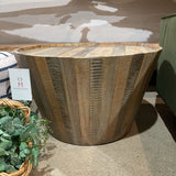 Coastal Distressed Wood Drum COFFEE/COCKTAIL TABLE 32Wx19H