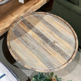 Coastal Distressed Wood Drum COFFEE/COCKTAIL TABLE 32Wx19H