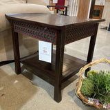 Pier 1 Ornate Carved Wood Single Drawer END/SIDE TABLE 26w23d24h