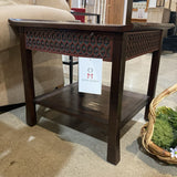 Pier 1 Ornate Carved Wood Single Drawer END/SIDE TABLE 26w23d24h