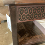 Pier 1 Ornate Carved Wood Single Drawer END/SIDE TABLE 26w23d24h