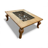 Rustic Wood w/ Glass Insert COFFEE/COCKTAIL TABLE 48w40d18h