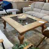 Rustic Wood w/ Glass Insert COFFEE/COCKTAIL TABLE 48w40d18h