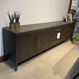 Restoration Hardware Cayden Campaign 4-Door BUFFET/SIDEBOARD Waxed Brown Oak/Brass 100w16d29h