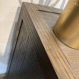 Restoration Hardware Cayden Campaign 4-Door BUFFET/SIDEBOARD Waxed Brown Oak/Brass 100w16d29h