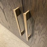 Restoration Hardware Cayden Campaign 4-Door BUFFET/SIDEBOARD Waxed Brown Oak/Brass 100w16d29h