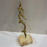 John DeMott Mid-Century Copper Birds Sculpture on Stone Base Signed ACCESSORIES 5Wx5Dx13H