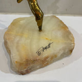 John DeMott Mid-Century Copper Birds Sculpture on Stone Base Signed ACCESSORIES 5Wx5Dx13H