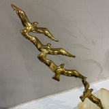 John DeMott Mid-Century Copper Birds Sculpture on Stone Base Signed ACCESSORIES 5Wx5Dx13H