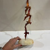 John DeMott Mid-Century Copper Birds Sculpture on Stone Base Signed ACCESSORIES 5Wx5Dx13H