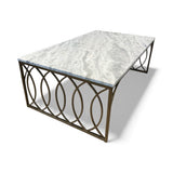 Rectangular Brass & Marble Top COFFEE/COCKTAIL TABLE 54w32d19h