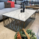 Rectangular Brass & Marble Top COFFEE/COCKTAIL TABLE 54w32d19h