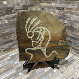 Handcrafted Signed Stone Kokopelli On Stand ACCESSORIES 8.5w8h