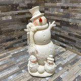 Ceramic LED Snowman Family HOLIDAY ITEMS 4w5d9h