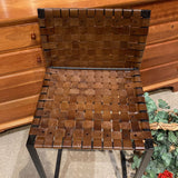 Woven Leather Counter Unfinished Back BAR/COUNTER STOOL Brown/Black 18x17x36