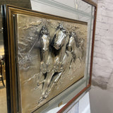 Creazioni Italian Made Wild Horses in Silver Relief Centered On Mirror MIRRORS 32x24
